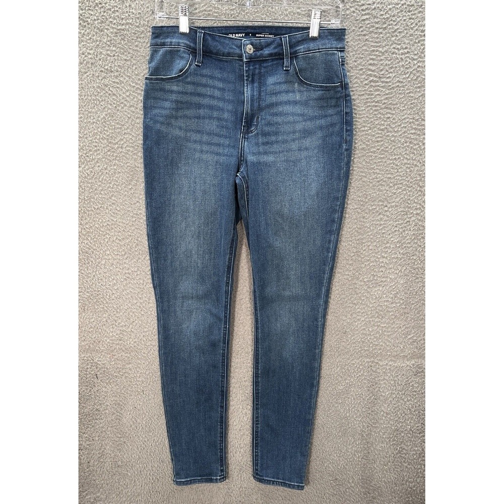 Old Navy Jeans Womens 6 Blue Super Skinny High Rise Distressed Denim Preppy